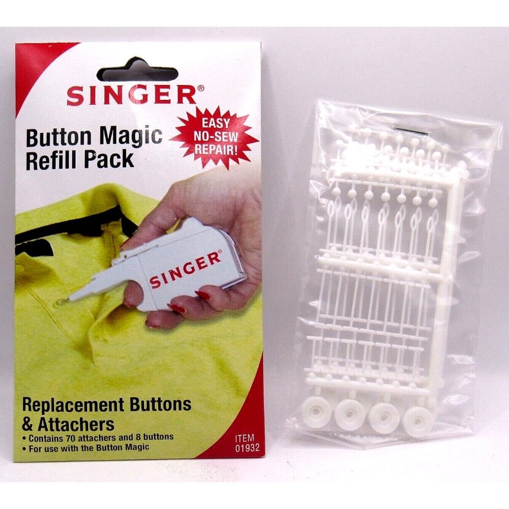 Singer Button Magic Refill Pack Replacement Buttons & Attachers No-Sew Repair Ki